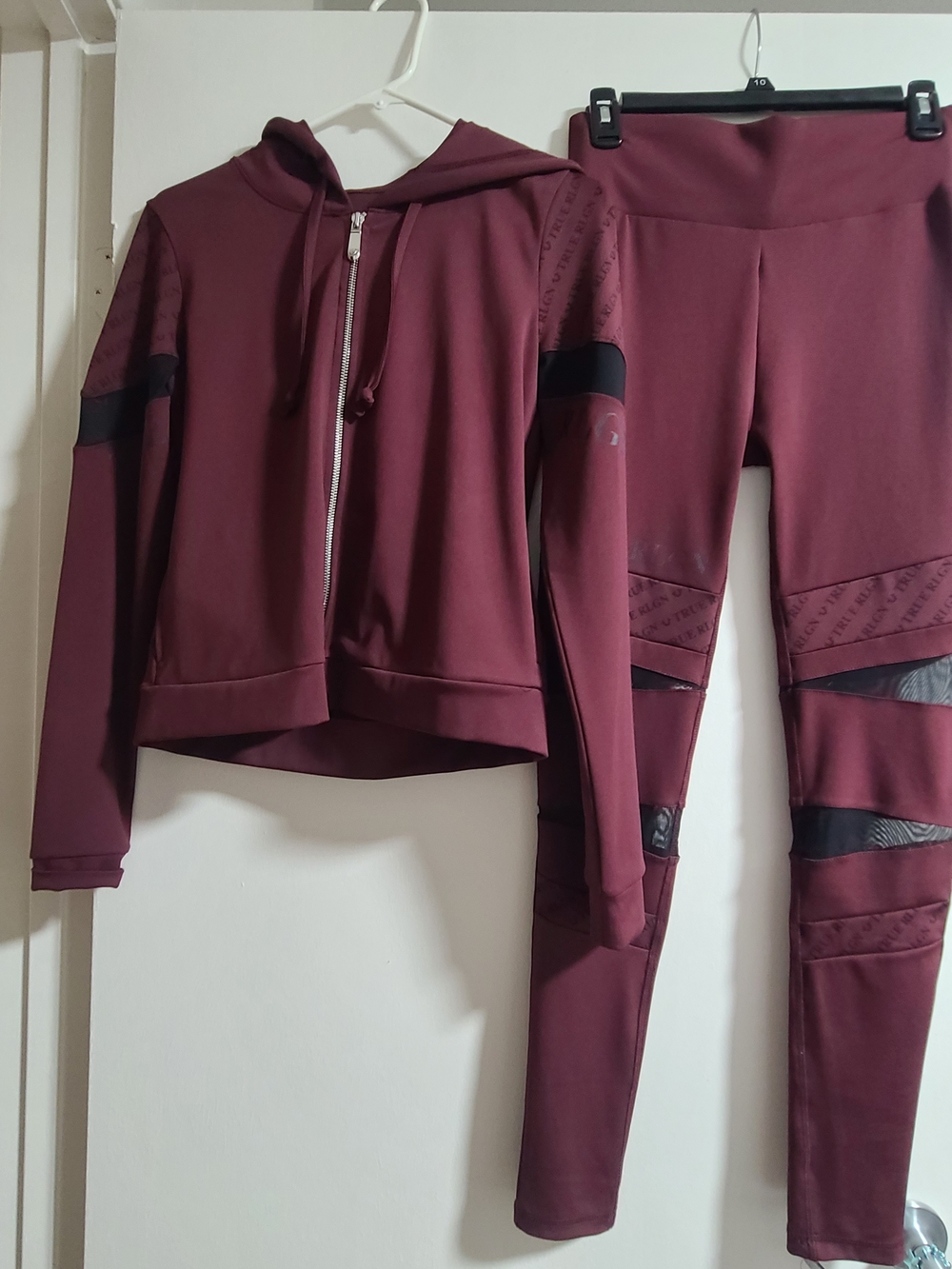 Women's Maroon Active Zip Hoodie & High-Rise Leggings Set